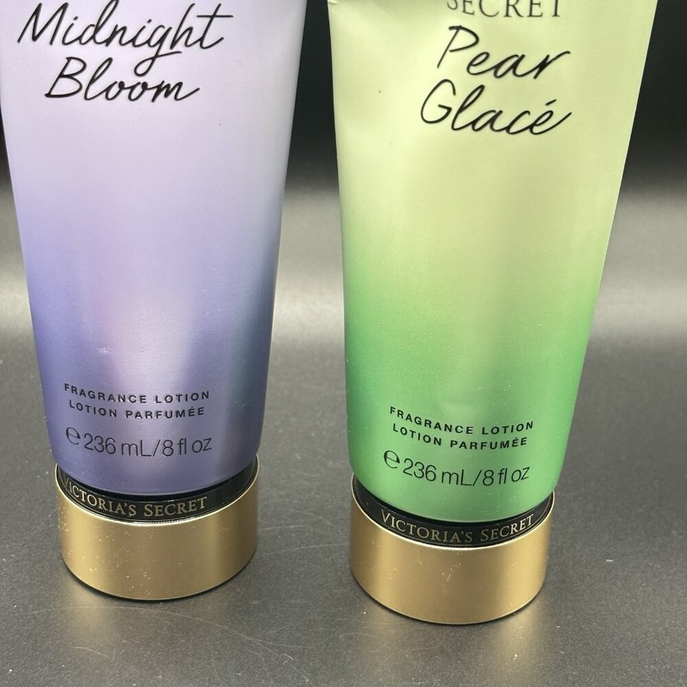 Set Of 2 Victoria Secret Hydrating Body Lotion Pear Glacé & Midnight Bloom 8 oz - Picture 5 of 16